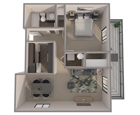 a floor plan of a one bedroom apartment at Castlerock, Wenatchee, WA 98801